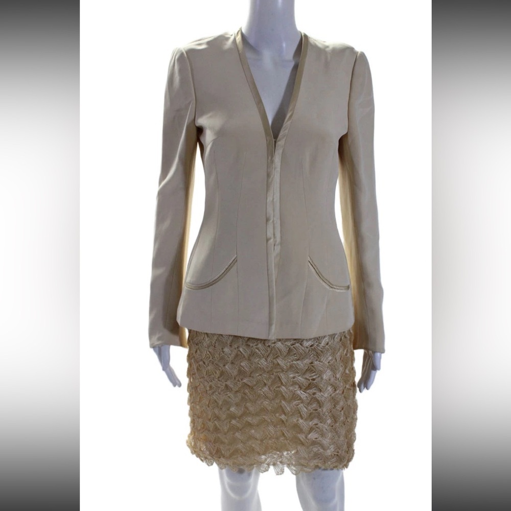 FE ZANDI Designer Cream Women's Blazer & Skirt Set